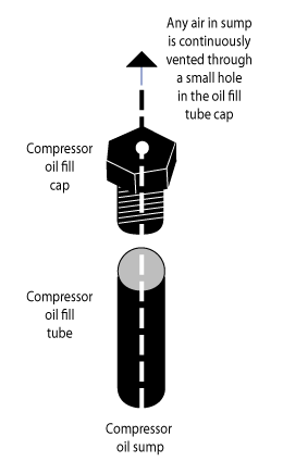 Air is supposed to vent out the oil fill cap.