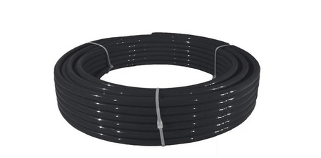 Coil of black polyethylene air tube