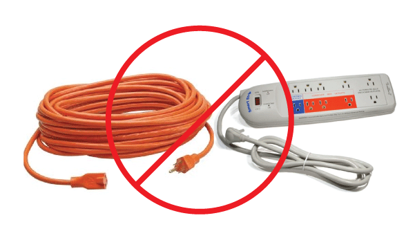 Extension cords are not recommended for many air compressors.