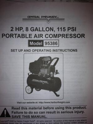 Manual Cover For 95386 Central Pneumatic Air Compressor Https://www.about Air Compressors.com