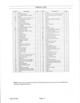 #90385 Parts List