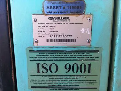 Sullair Model 3710/a Label