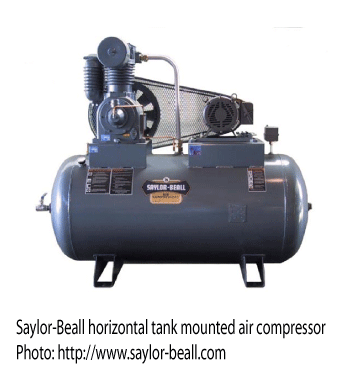 Saylor Beall horizontally mounted air compressor