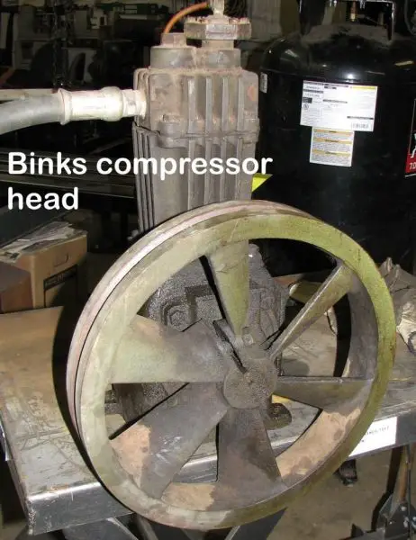 Old Binks Air Compressor Pump Head Pulley